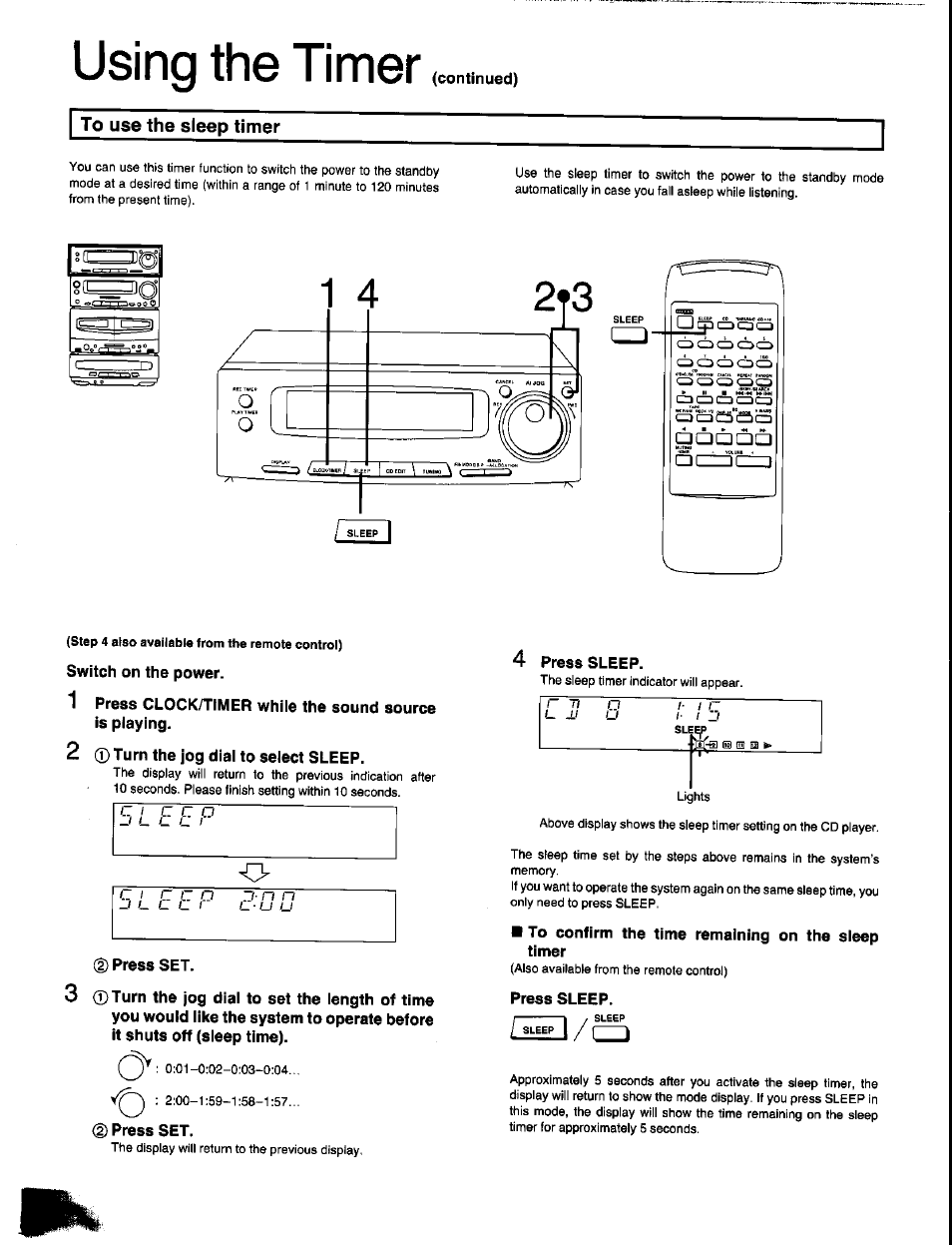 To use the sleep timer, Using the timer, C / c c o | Panasonic SC-CH350 User Manual | Page 54 / 64