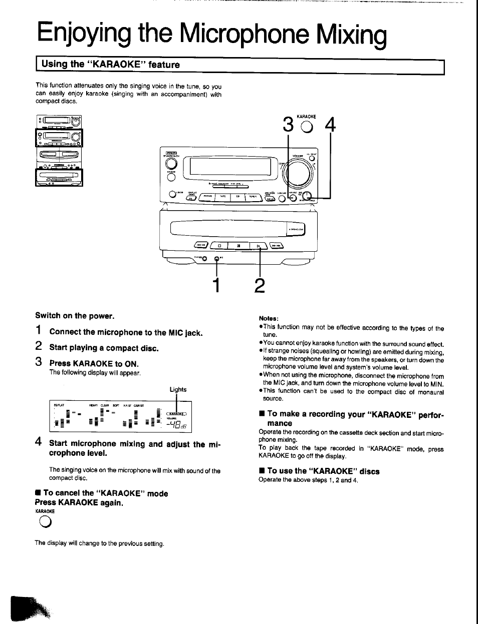 Enjoying the microphone mixing, Using the “karaoke” feature | Panasonic SC-CH350 User Manual | Page 56 / 64