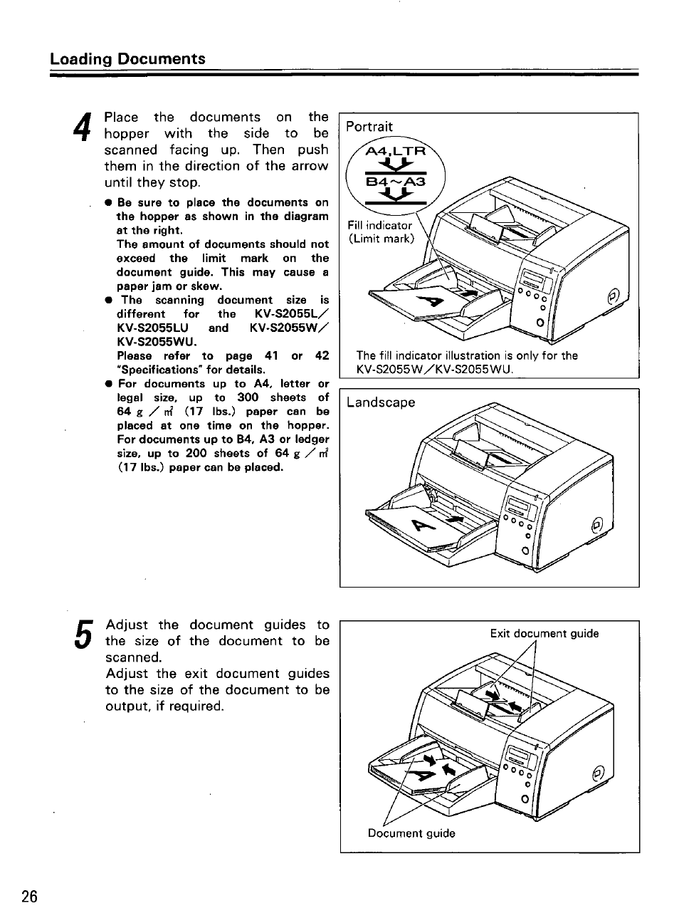 Loading documents | Panasonic KVS2055L User Manual | Page 26 / 48
