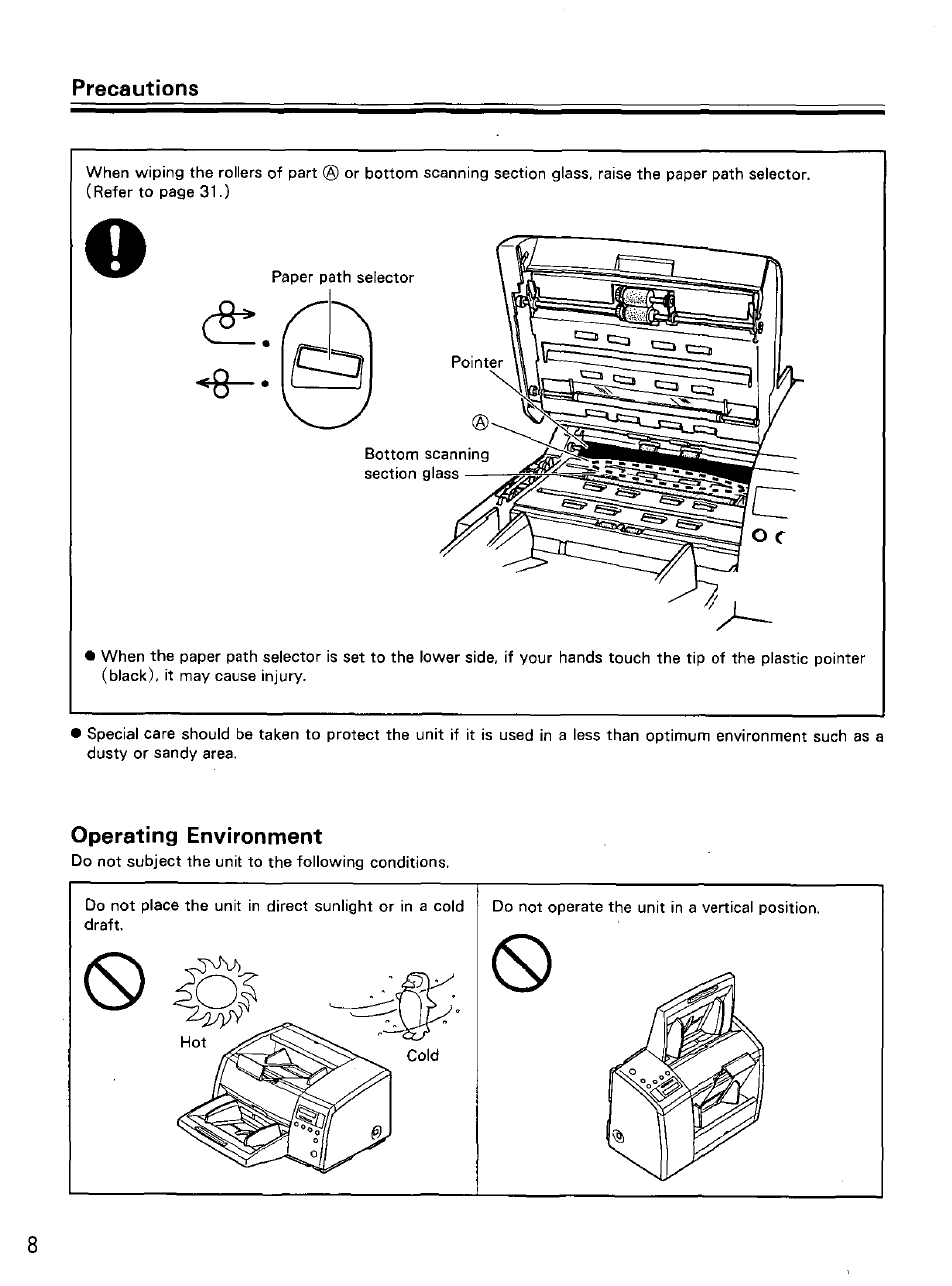 Operating environment, Precautions | Panasonic KVS2055L User Manual | Page 8 / 48