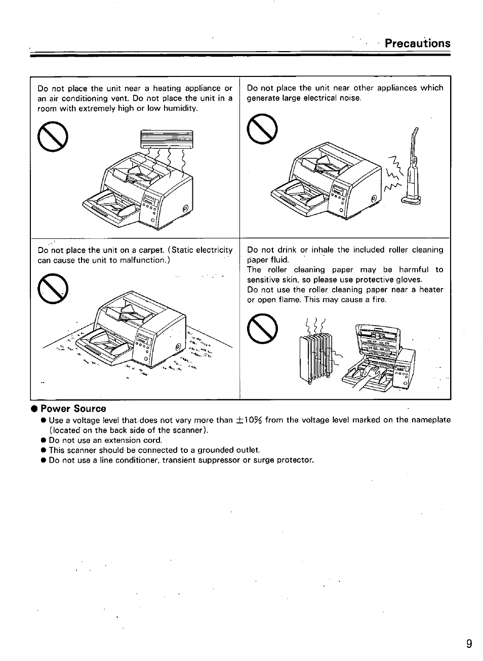 Power source, Precautions | Panasonic KVS2055L User Manual | Page 9 / 48