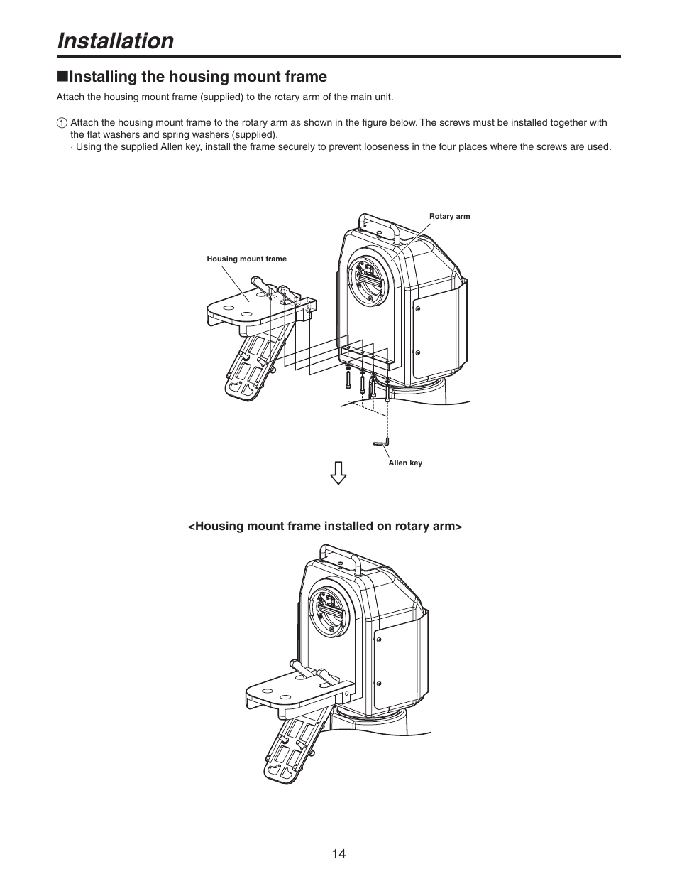 Installation, Installing the housing mount frame | Panasonic AW-PH650N User Manual | Page 14 / 44