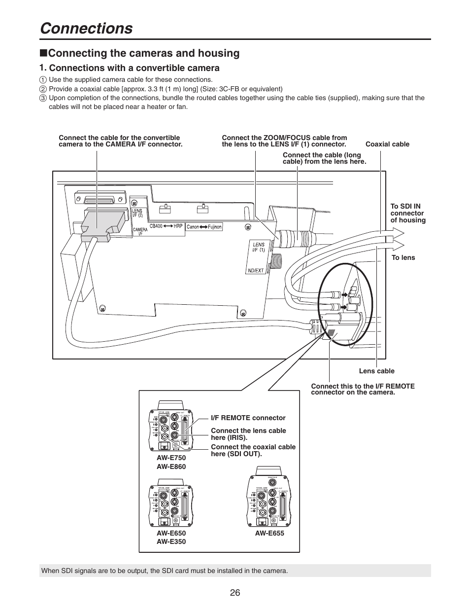 Connecting the cameras and housing, Connections | Panasonic AW-PH650N User Manual | Page 26 / 44