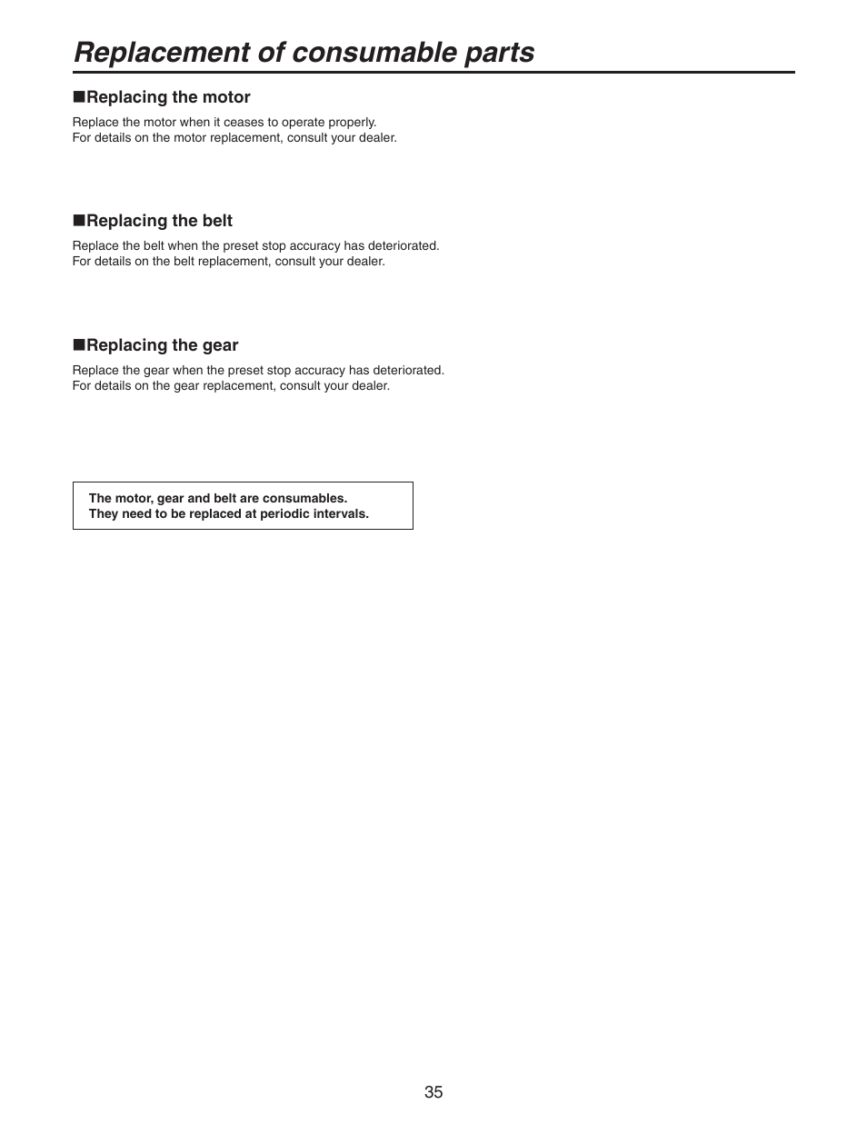 Replacement of consumable parts | Panasonic AW-PH650N User Manual | Page 35 / 44