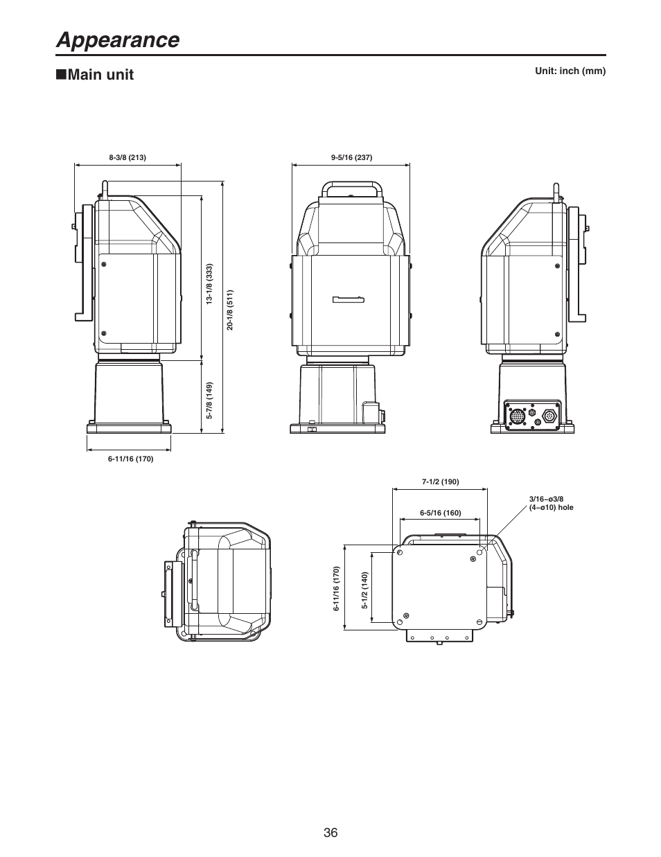 Appearance, Main unit | Panasonic AW-PH650N User Manual | Page 36 / 44