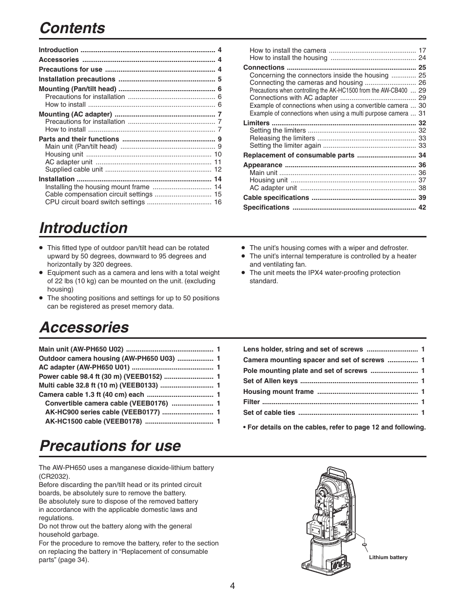 Panasonic AW-PH650N User Manual | Page 4 / 44
