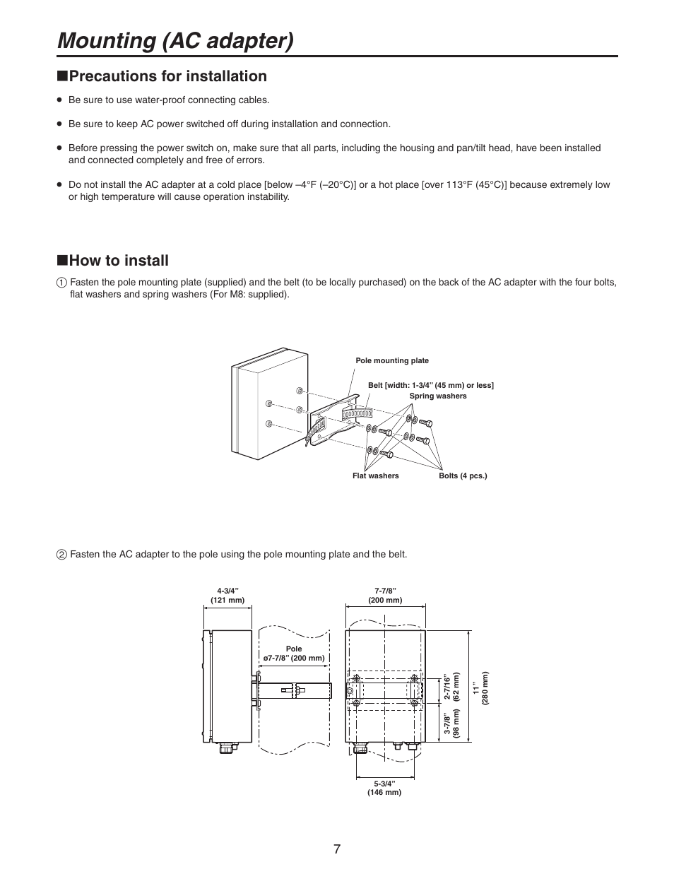 Mounting (ac adapter), Precautions for installation, How to install | Panasonic AW-PH650N User Manual | Page 7 / 44