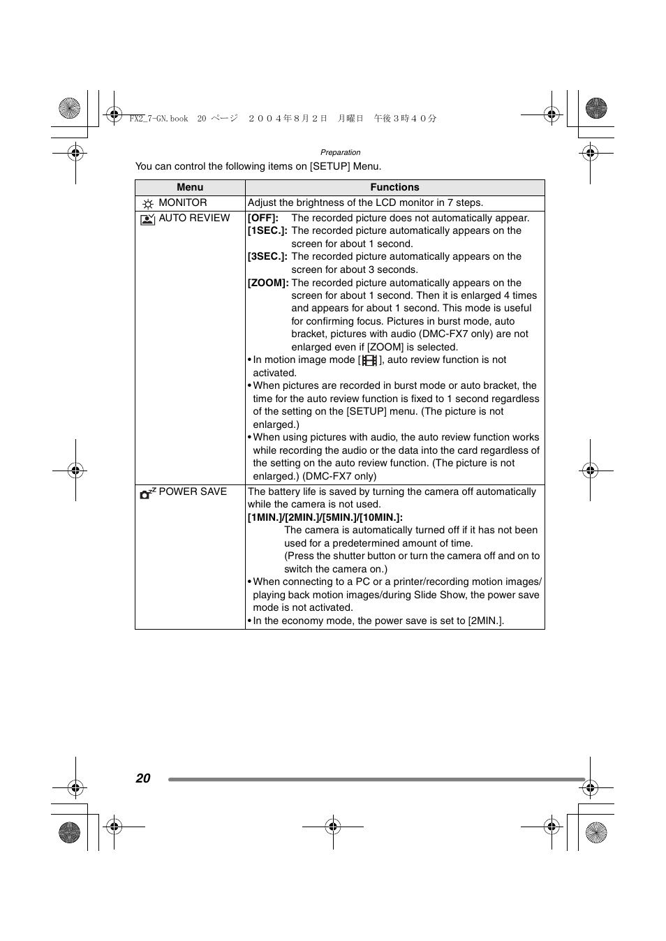 Panasonic DMC-FX7GN User Manual | Page 20 / 104