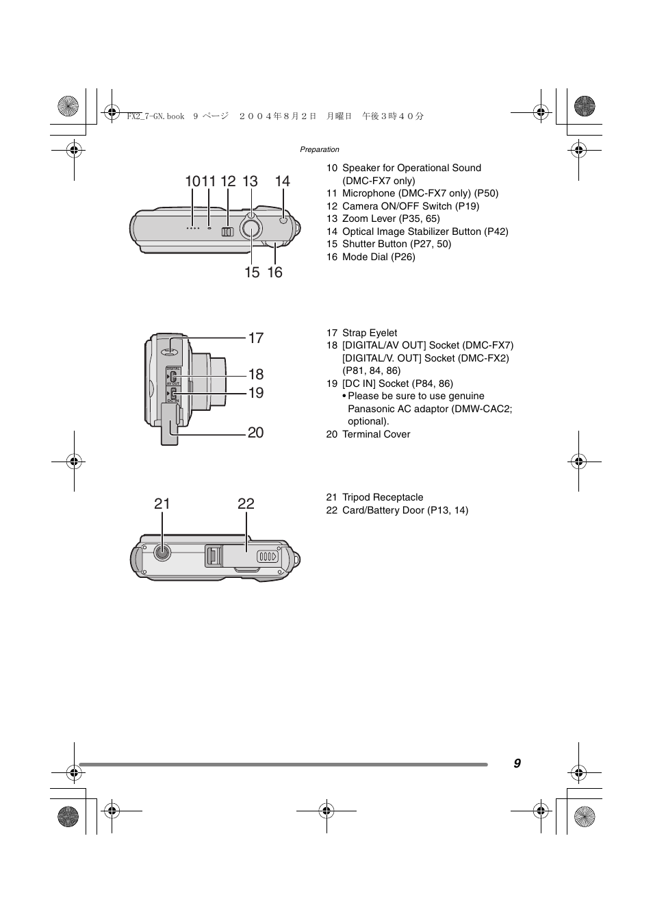 Panasonic DMC-FX7GN User Manual | Page 9 / 104