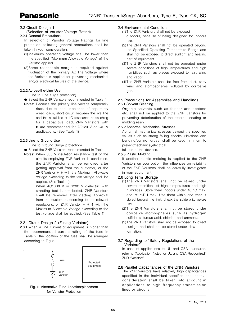 Panasonic ZNR TYPE E User Manual | Page 2 / 3