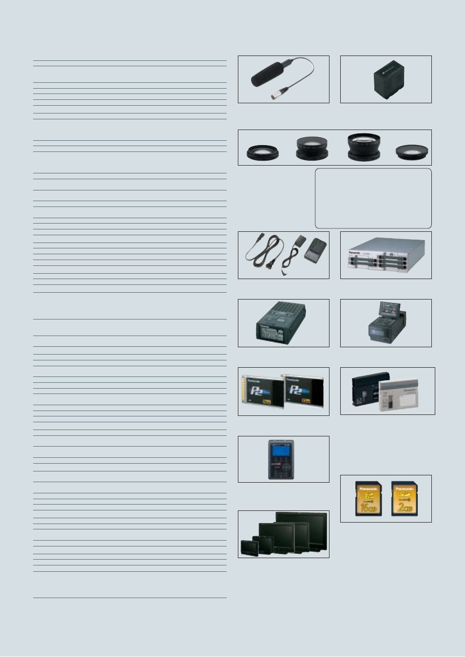 Optional accessories specifications | Panasonic AG-HVX200A User Manual | Page 15 / 16