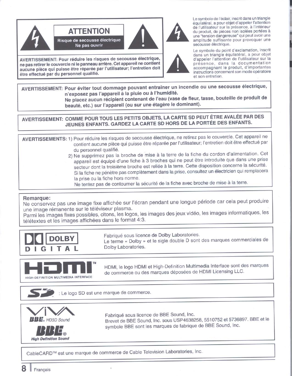 Hsmi | Panasonic tu-pt7000 User Manual | Page 8 / 17