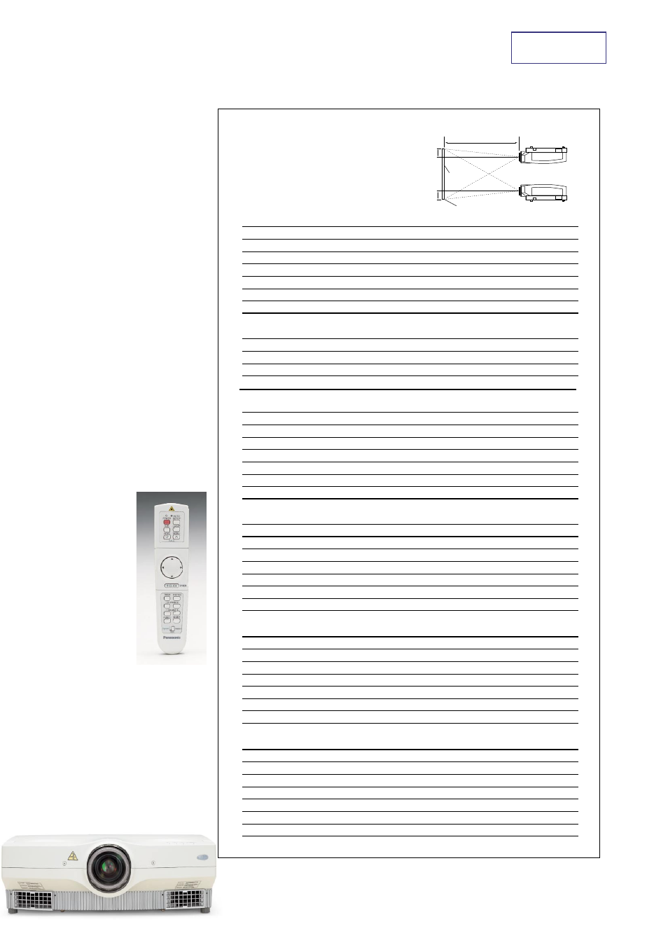 Brite optic, Projection setting example | Panasonic L6510E User Manual | Page 5 / 6