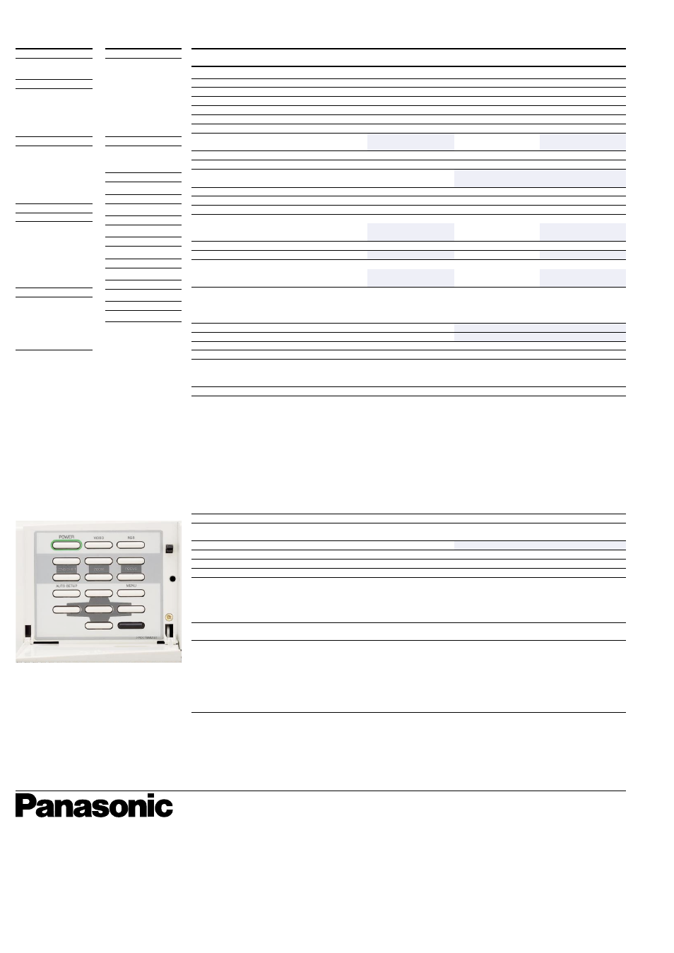 Specifications, Compatible graphic modes | Panasonic L6510E User Manual | Page 6 / 6