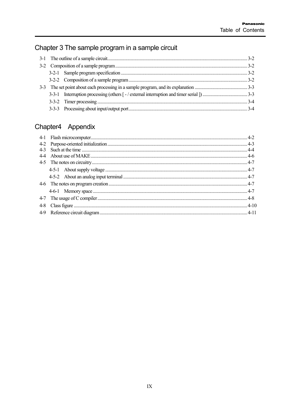 Chapter 3 the sample program in a sample circuit, Chapter4 appendix | Panasonic PanaXSeries MN103S65G User Manual | Page 6 / 18