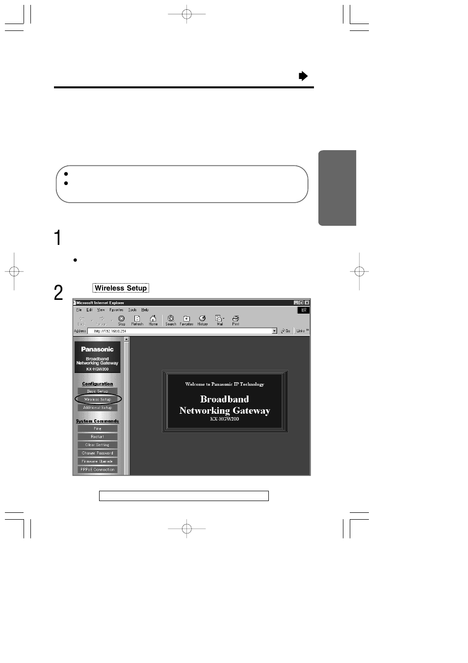Setting up the broadband networking gateway, Setting up from a wired computer | Panasonic KX-HGC200 User Manual | Page 17 / 80