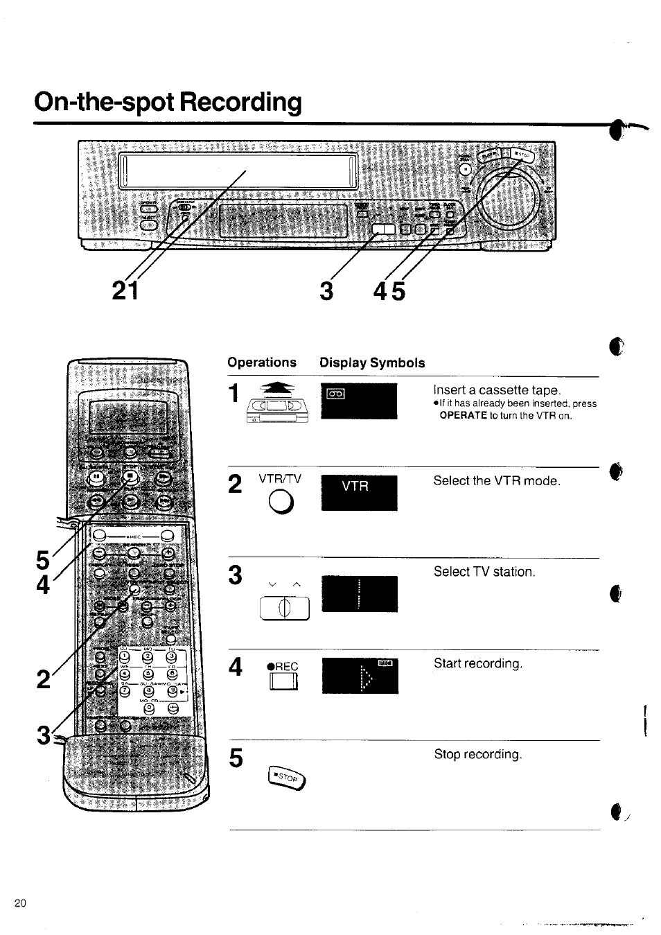 On-the-spot recording | Panasonic NV-SD10 Series User Manual | Page 19 / 36