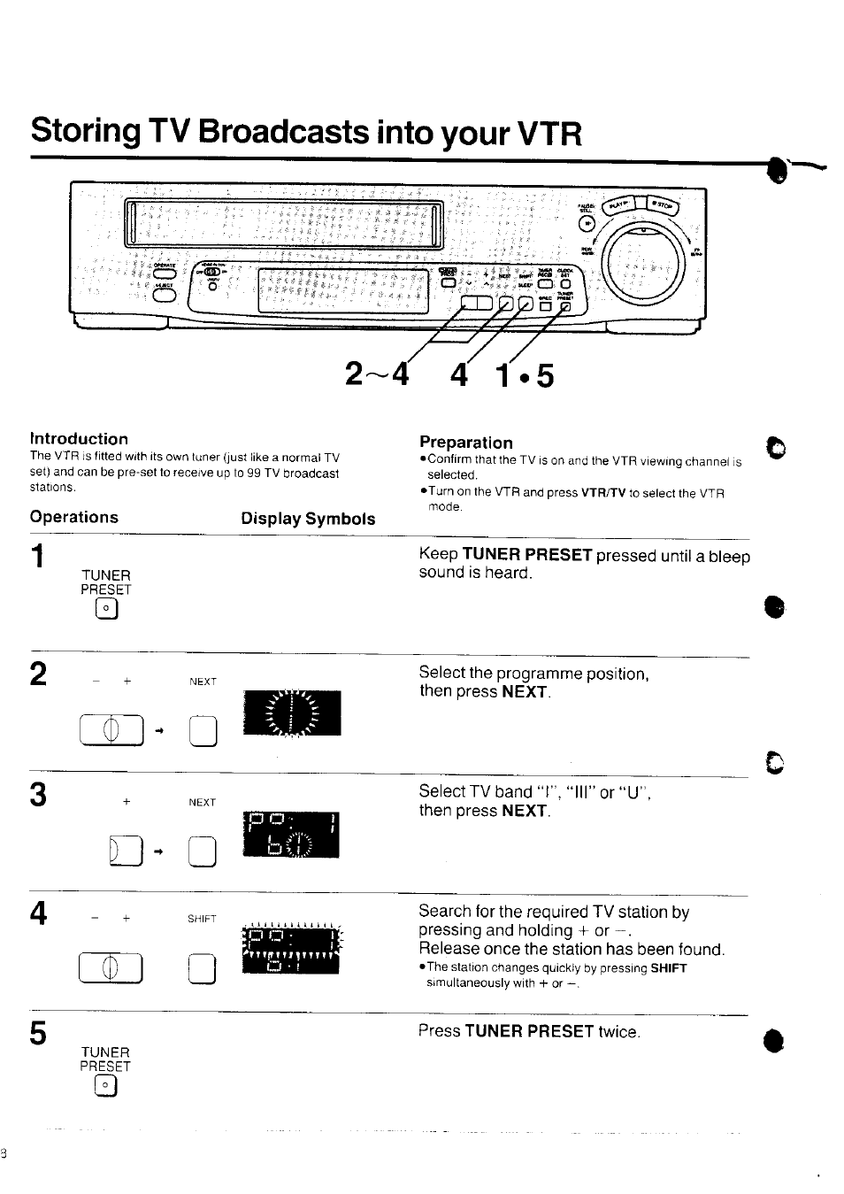 Storing tv broadcasts into your vtr | Panasonic NV-SD10 Series User Manual | Page 8 / 36
