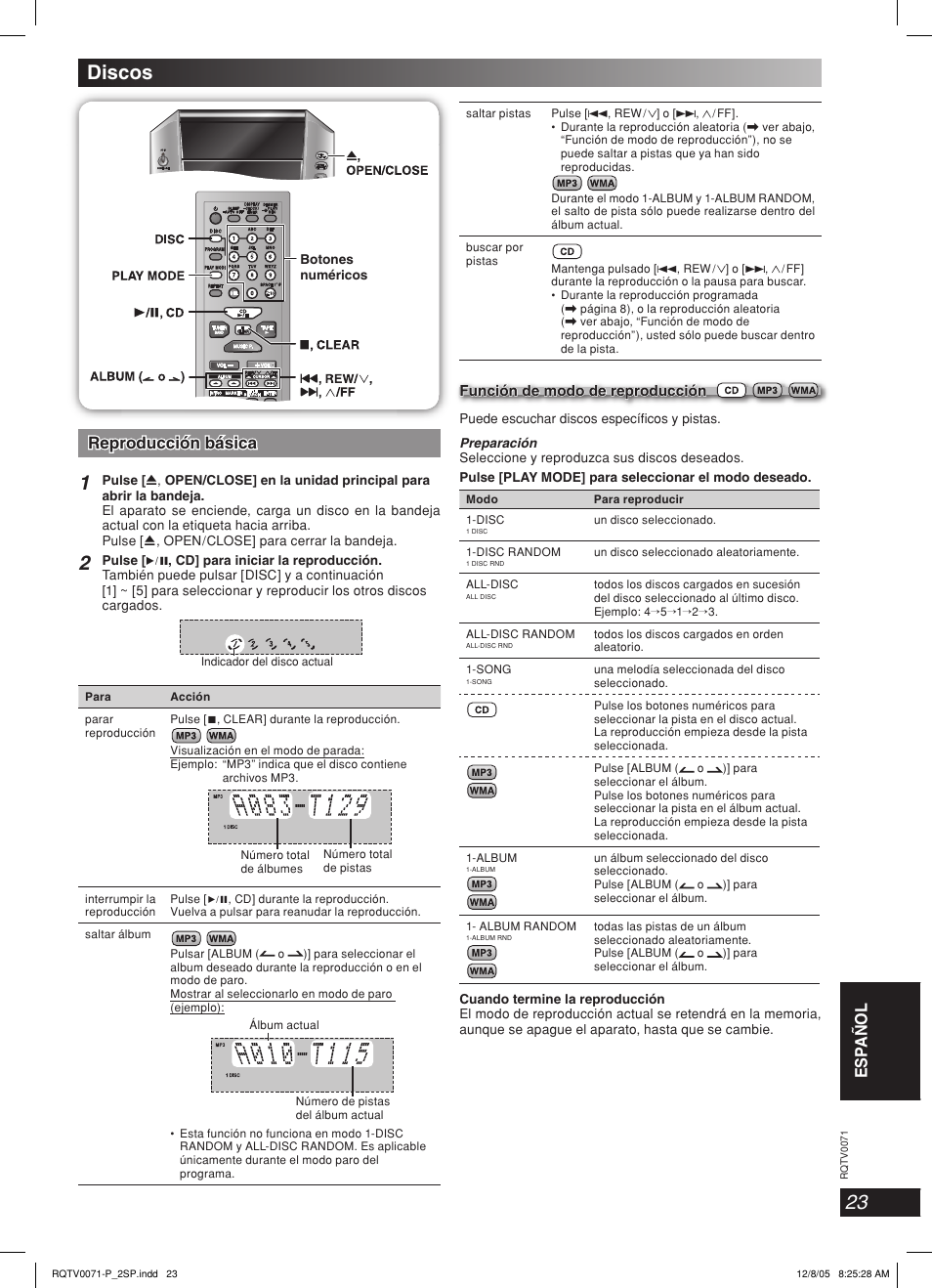 Discos, Esp añol lang - 4, Dansk engli s h | Reproducción básica | Panasonic SC-AK640 User Manual | Page 23 / 28