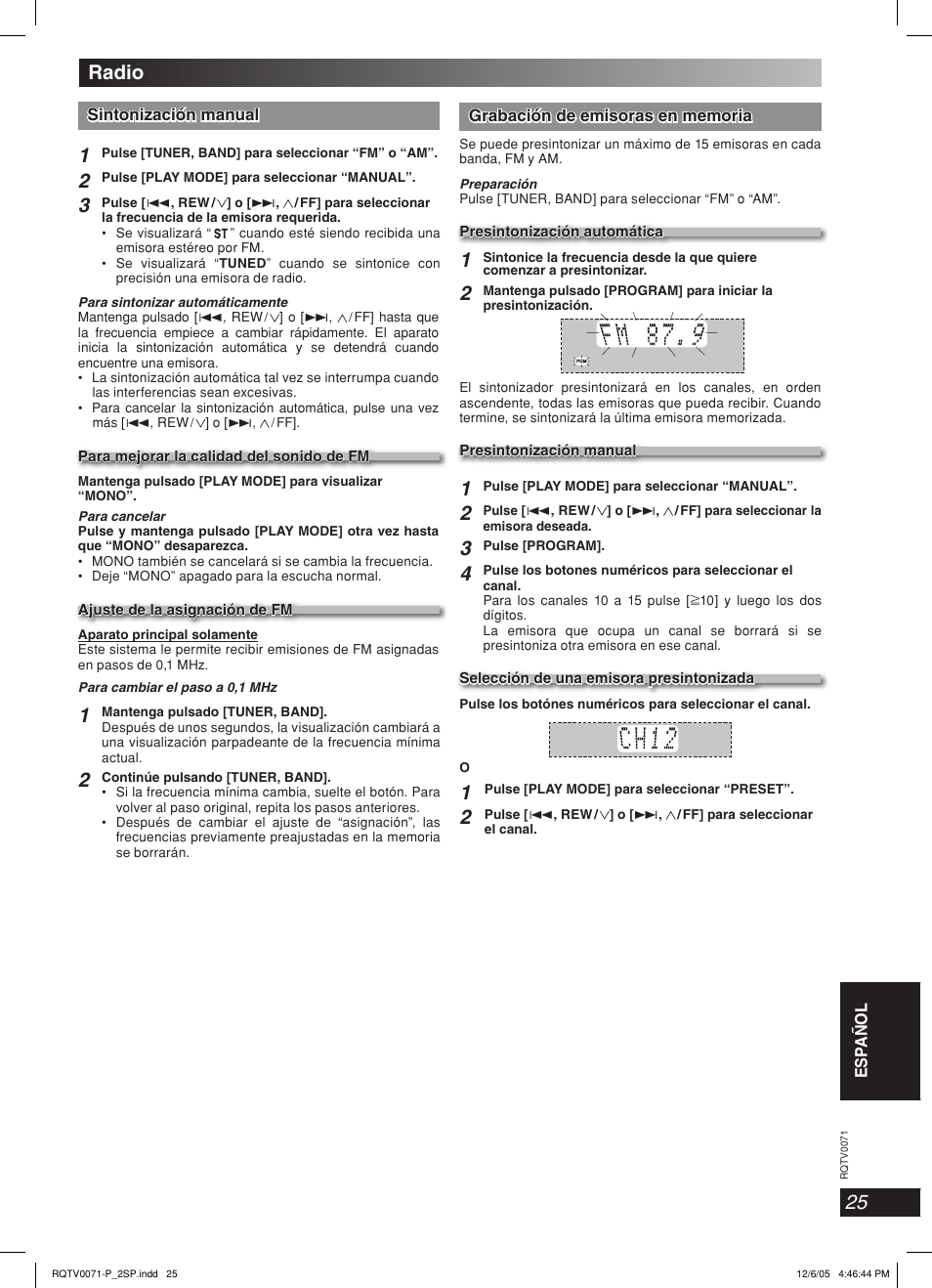 Radio | Panasonic SC-AK640 User Manual | Page 25 / 28