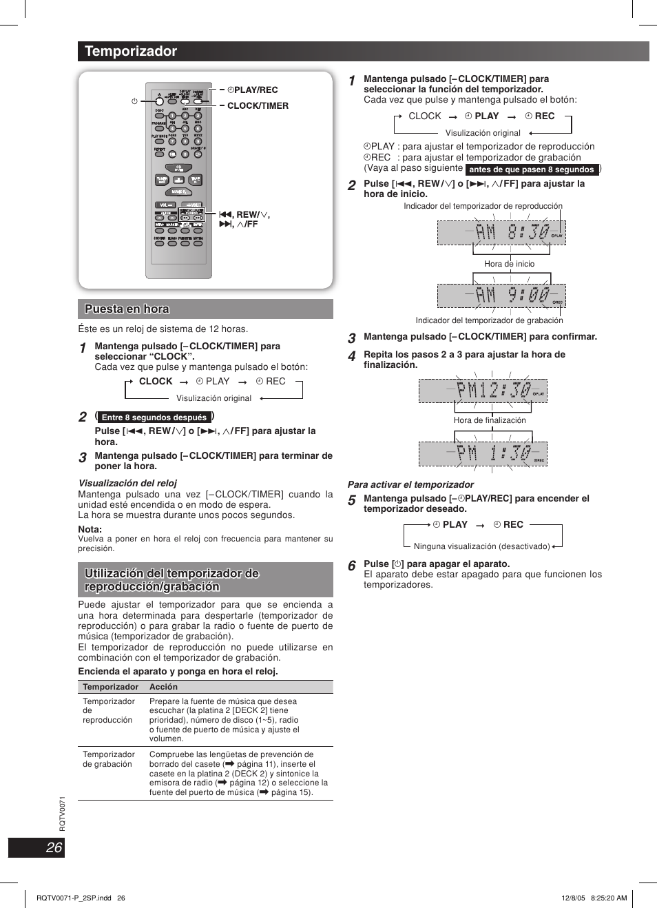 Temporizador | Panasonic SC-AK640 User Manual | Page 26 / 28