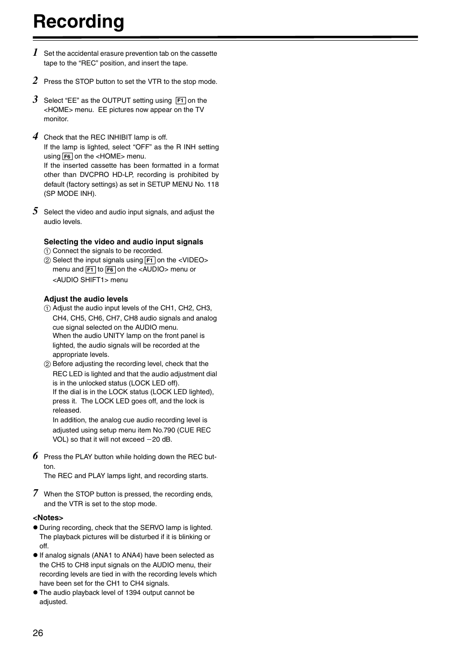 Recording | Panasonic AJ-HD1800P User Manual | Page 26 / 142