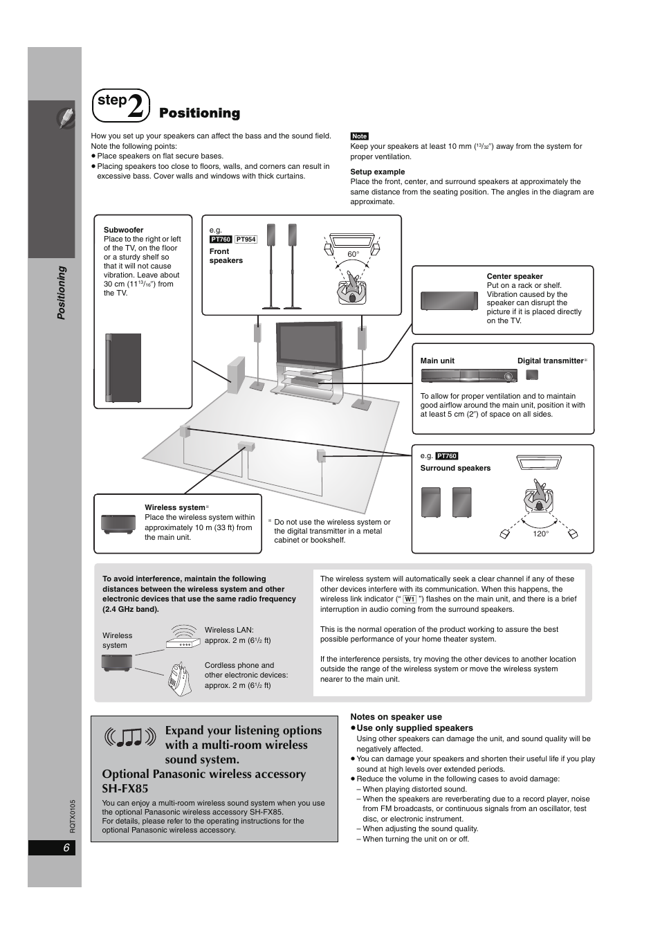 Step 2 positioning, Step, Positioning | Simple se tu p | Panasonic SC-PT960 User Manual | Page 6 / 44