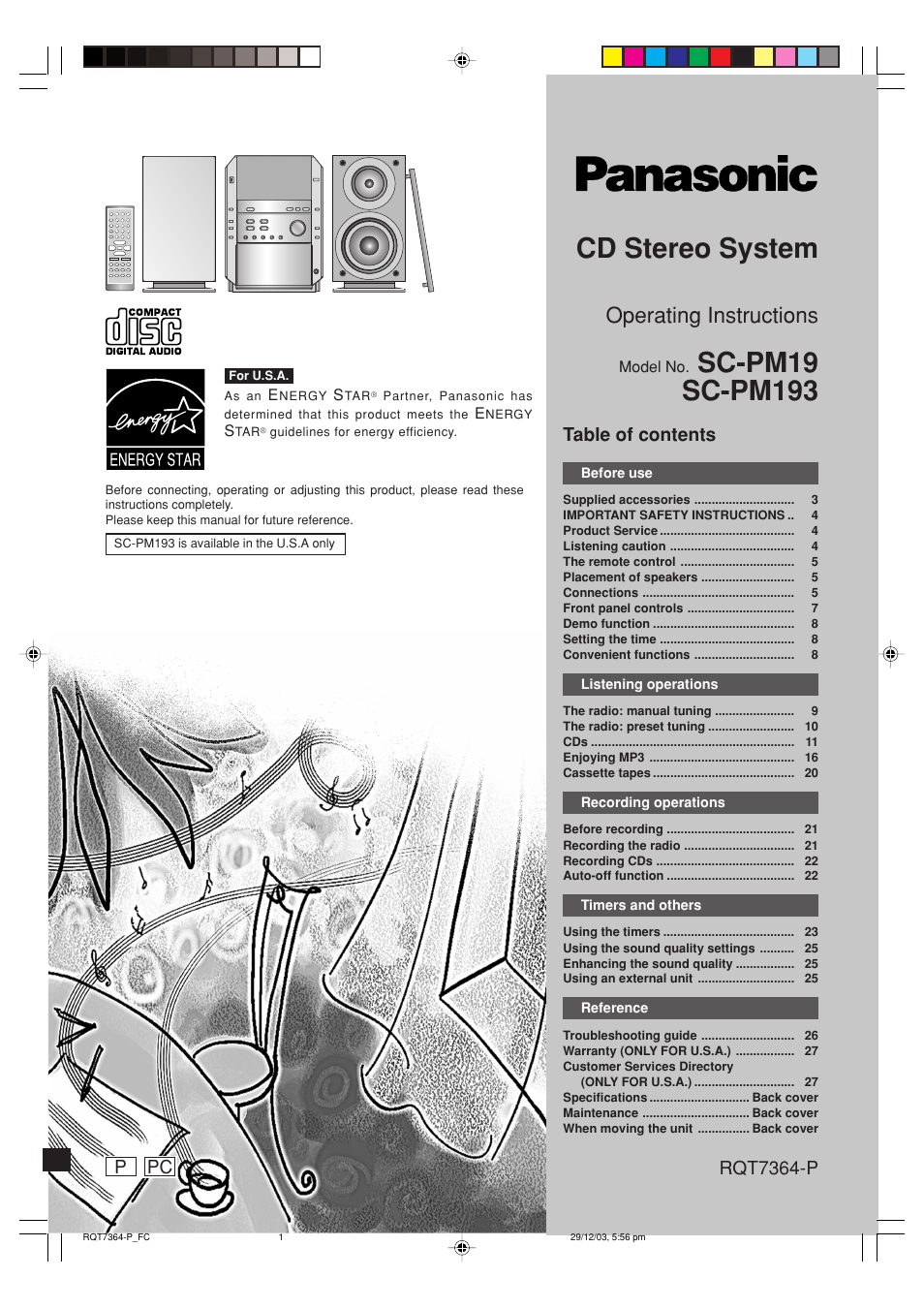 Panasonic SC-PM19 User Manual | 28 pages