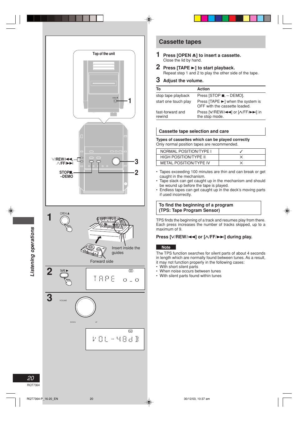 Cassette tapes | Panasonic SC-PM19 User Manual | Page 20 / 28