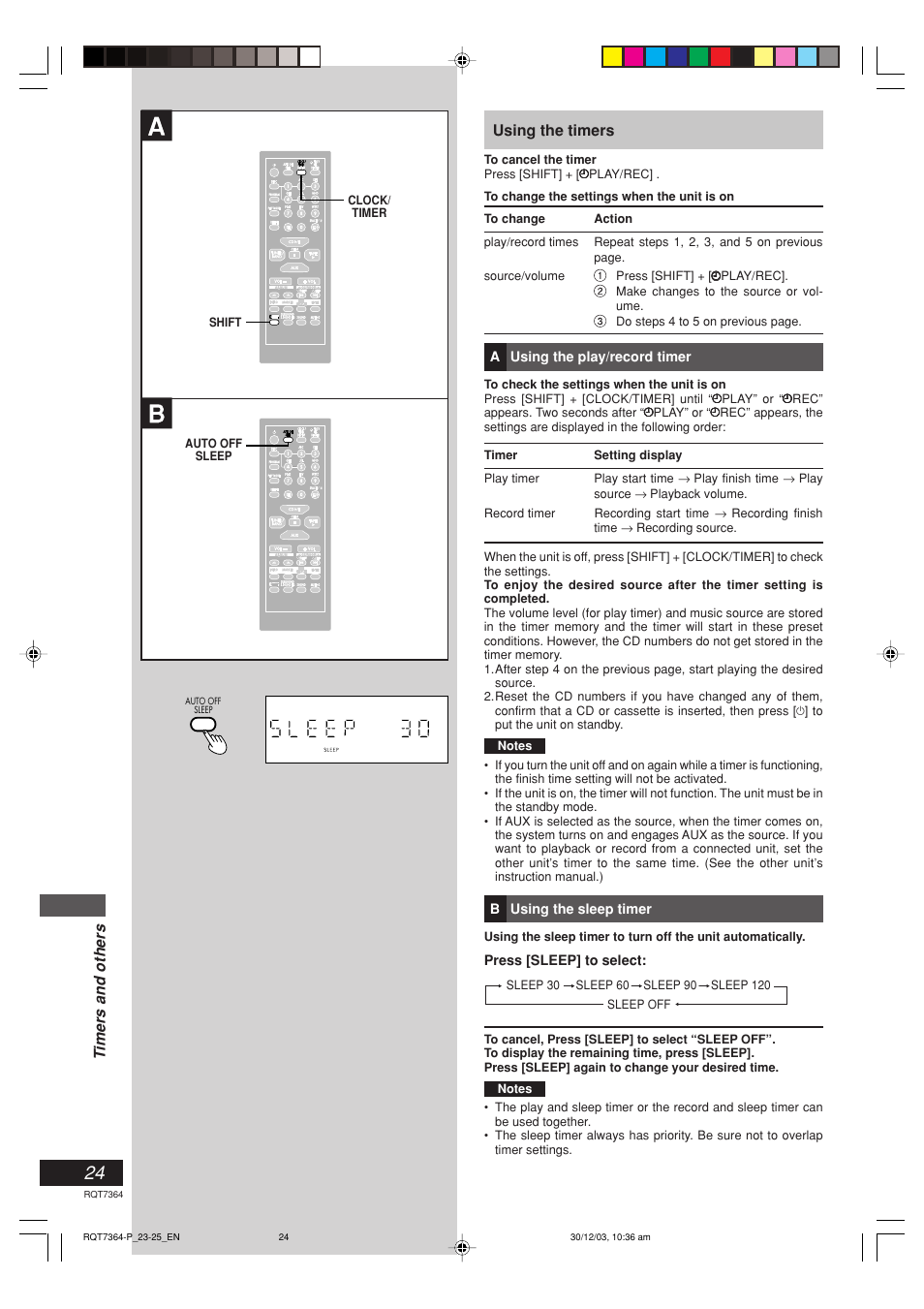 Timers and others, Using the timers | Panasonic SC-PM19 User Manual | Page 24 / 28