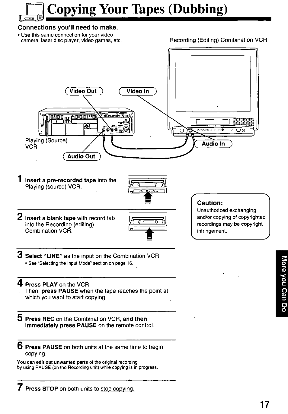 N copying your tapes (dubbing) | Panasonic PVQ-M2508 User Manual | Page 17 / 32