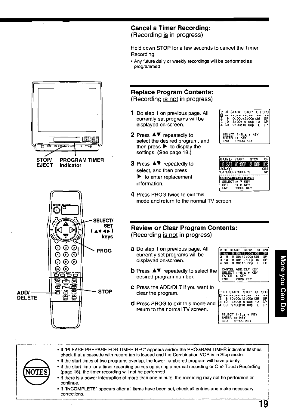 Sat t, Recording js in progress), Recording is not in progress) | Panasonic PVQ-M2508 User Manual | Page 19 / 32