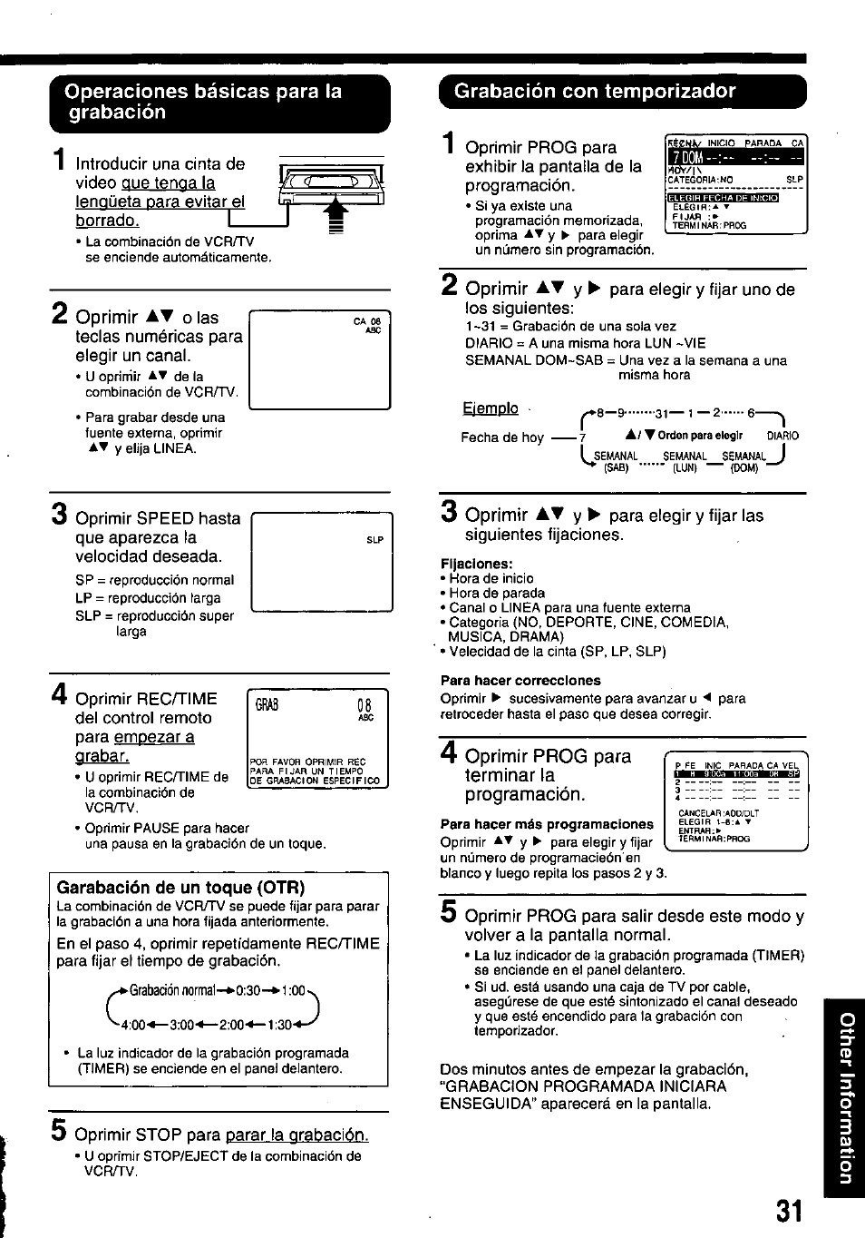 Garabación de un toque (otr) | Panasonic PVQ-M2508 User Manual | Page 31 / 32