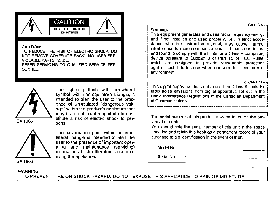 Caution | Panasonic WV-CP214 User Manual | Page 2 / 22