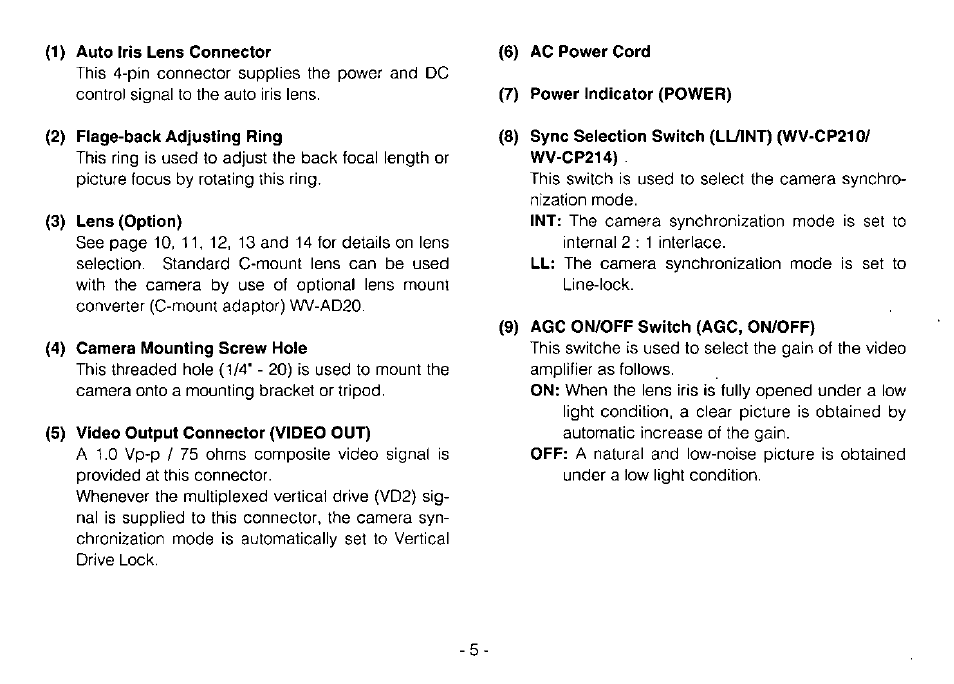 Panasonic WV-CP214 User Manual | Page 7 / 22