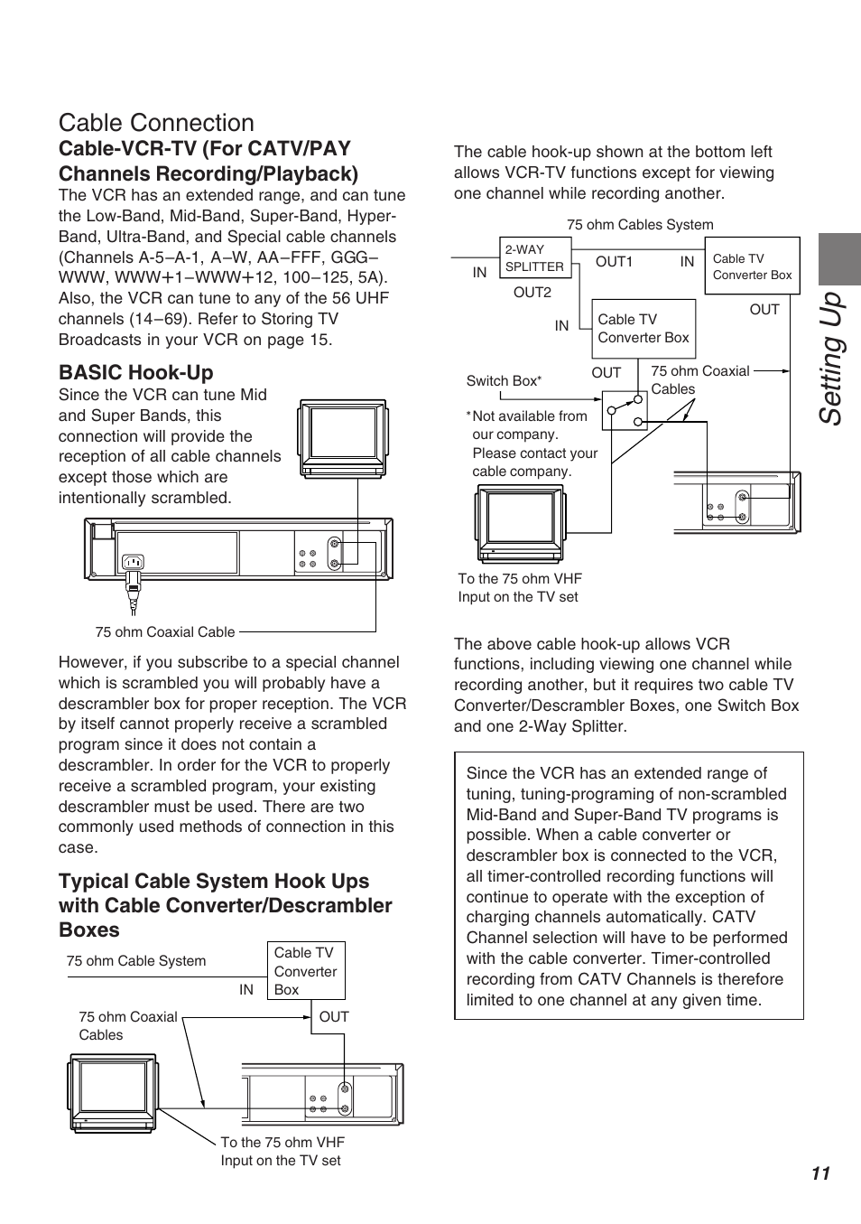 Setting up, Cable connection, Basic hook-up | Panasonic AG-1340P User Manual | Page 11 / 42