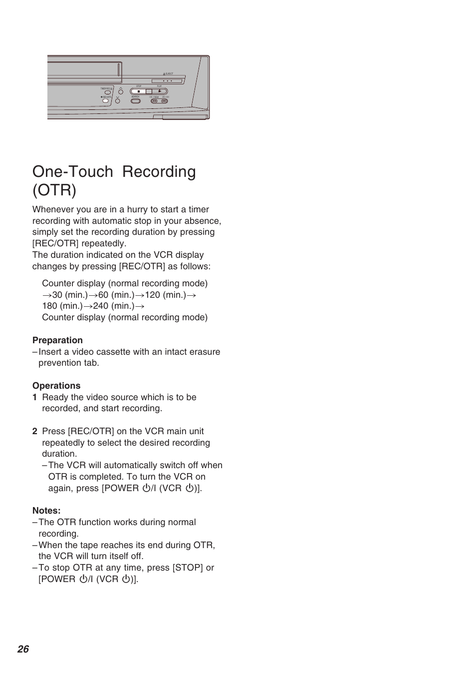One-touch recording (otr) | Panasonic AG-1340P User Manual | Page 26 / 42