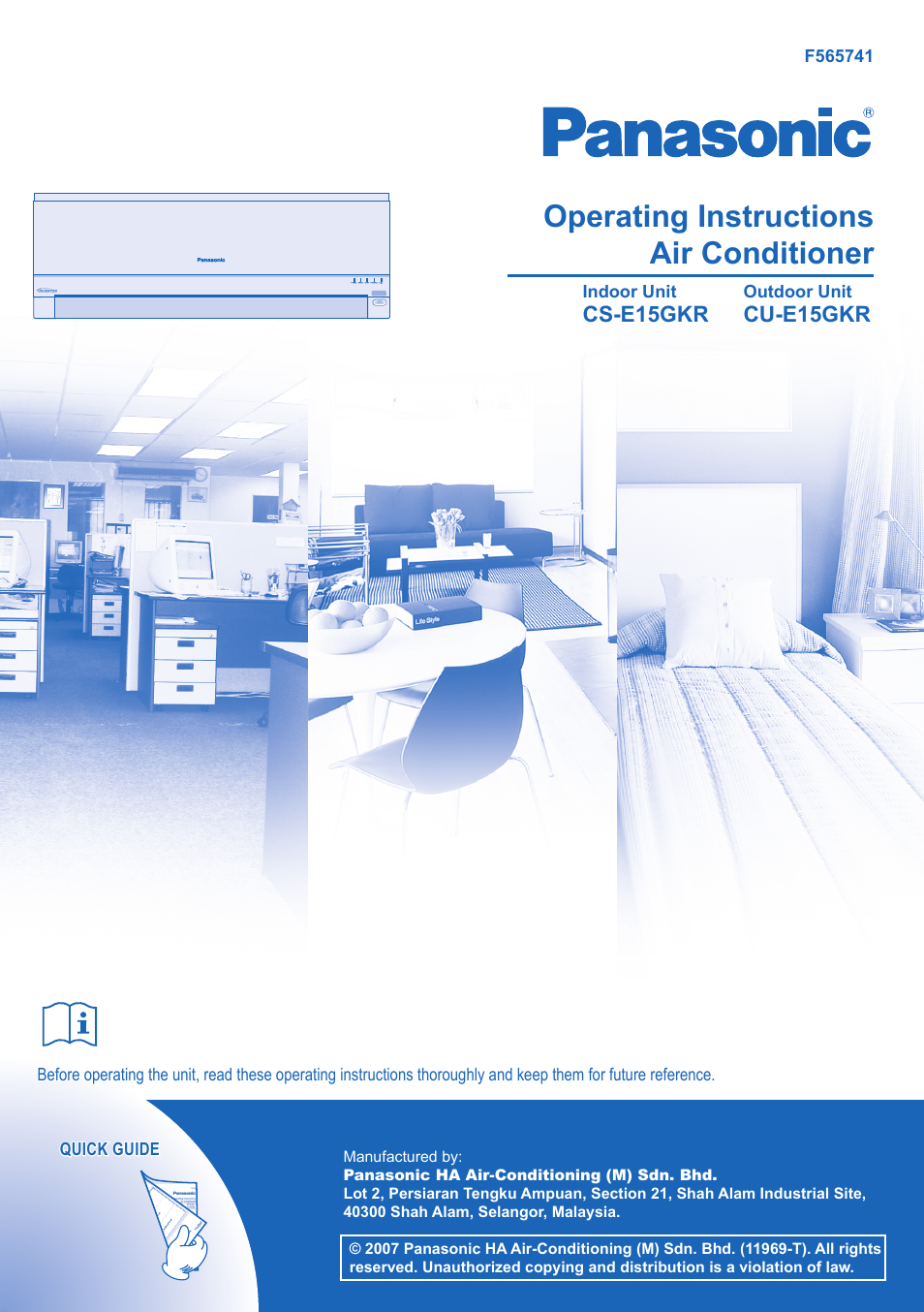 Panasonic CU-E15GKR User Manual | 8 pages