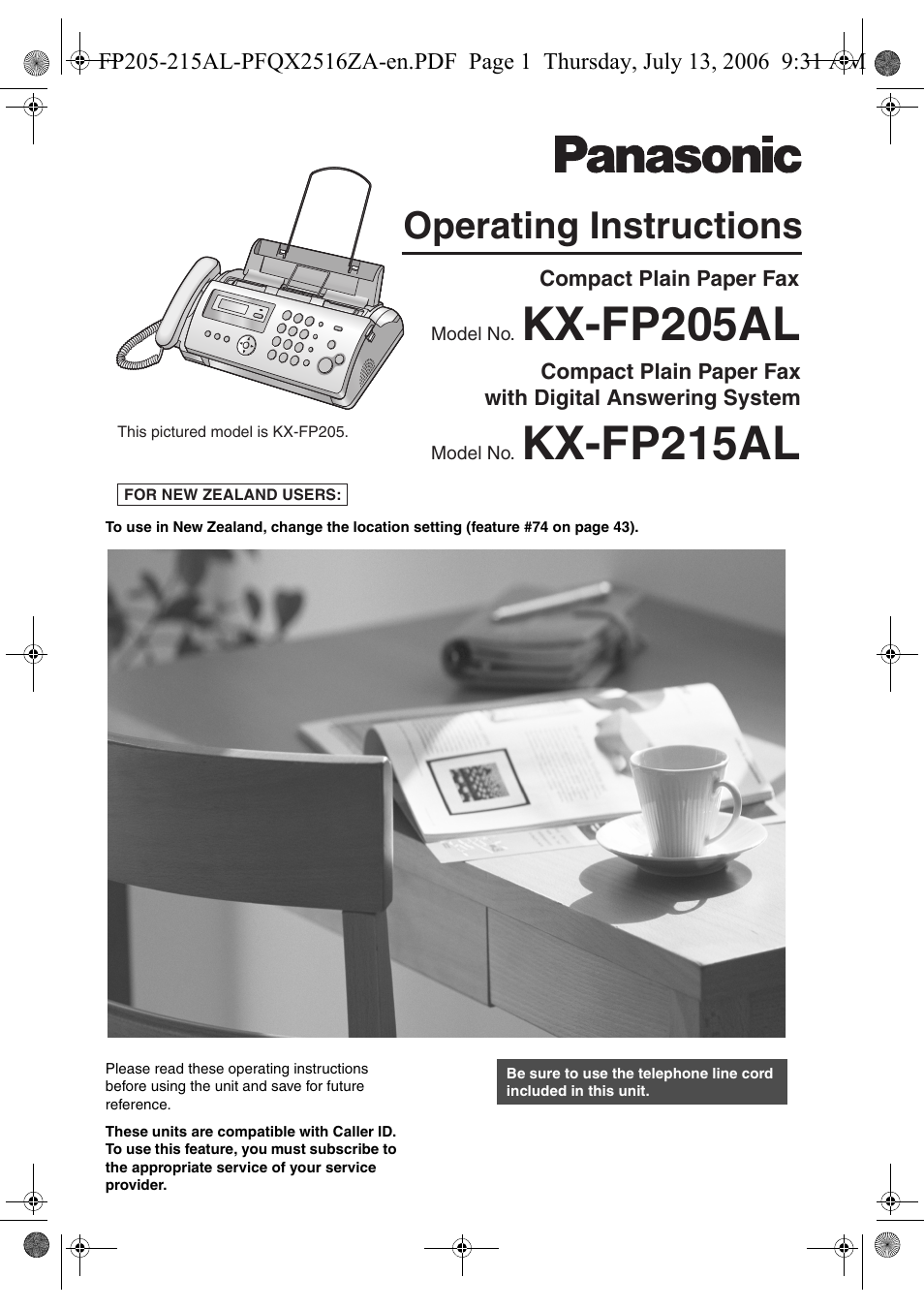 Panasonic KX-FP205AL User Manual | 60 pages