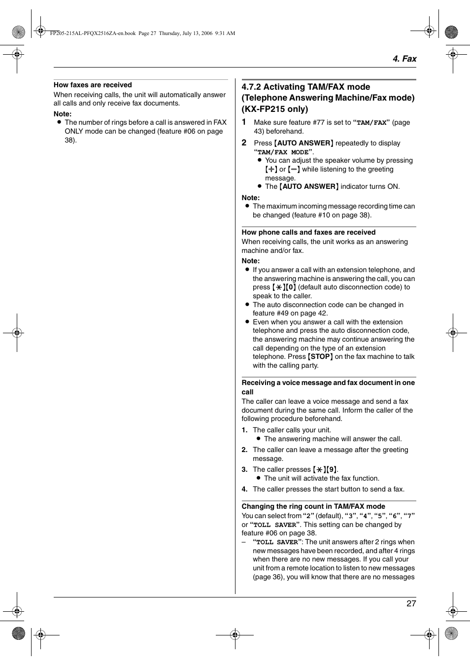 Panasonic KX-FP205AL User Manual | Page 27 / 60