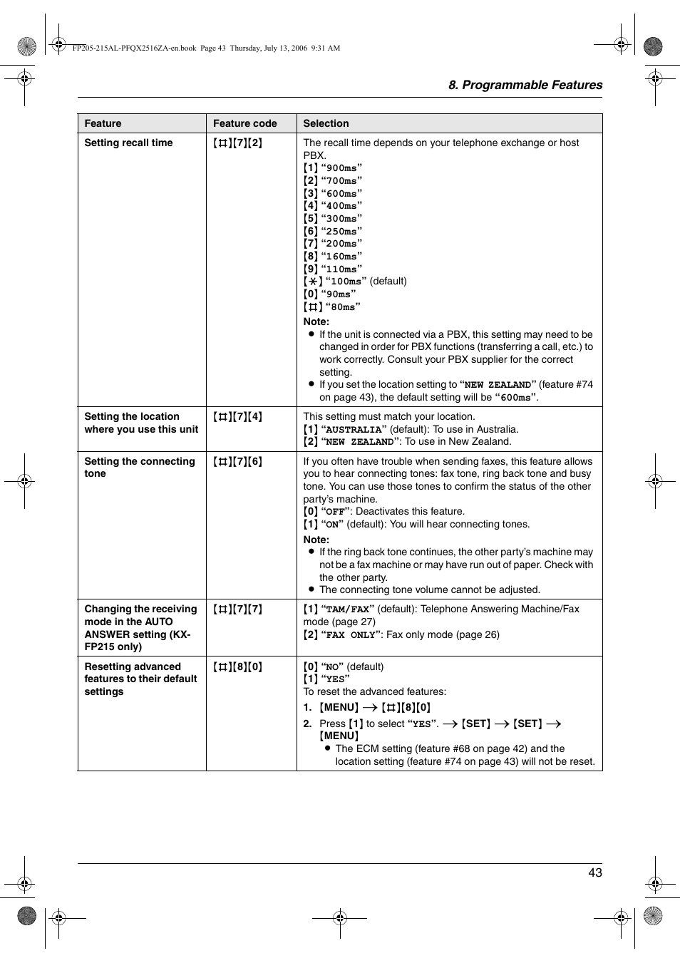 43) be, 43) bef | Panasonic KX-FP205AL User Manual | Page 43 / 60