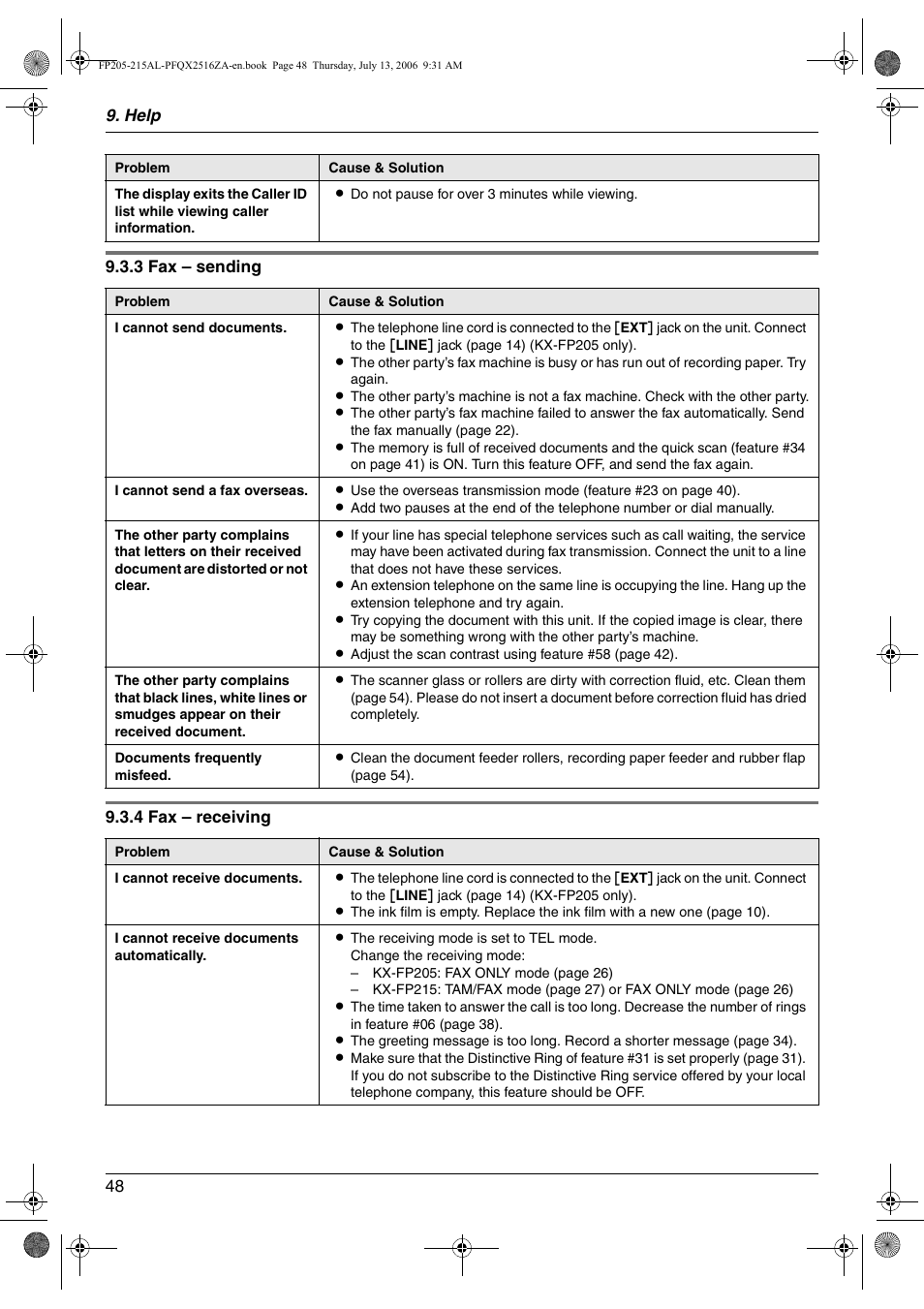 Panasonic KX-FP205AL User Manual | Page 48 / 60