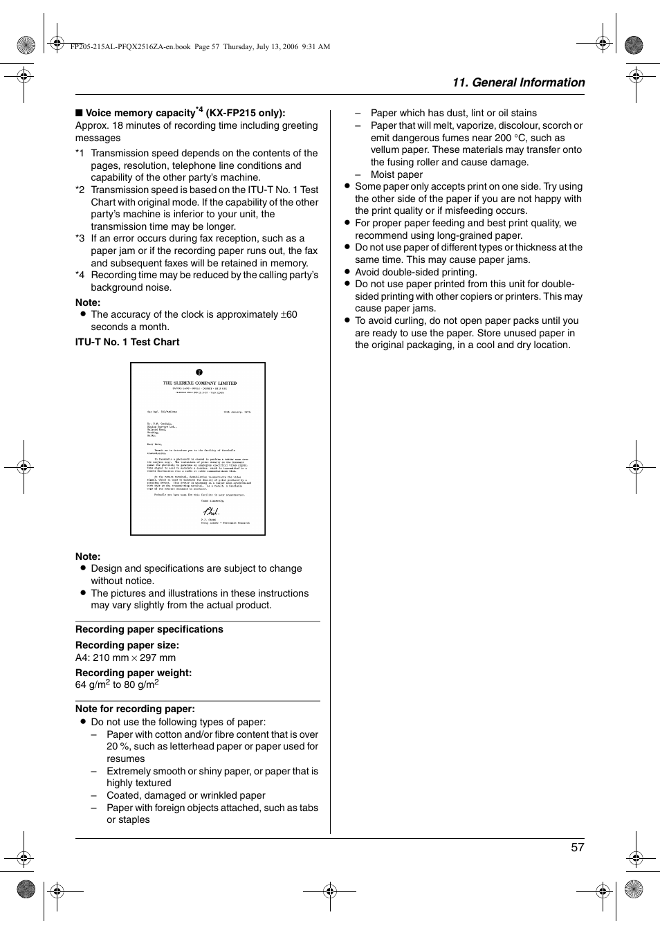 Panasonic KX-FP205AL User Manual | Page 57 / 60