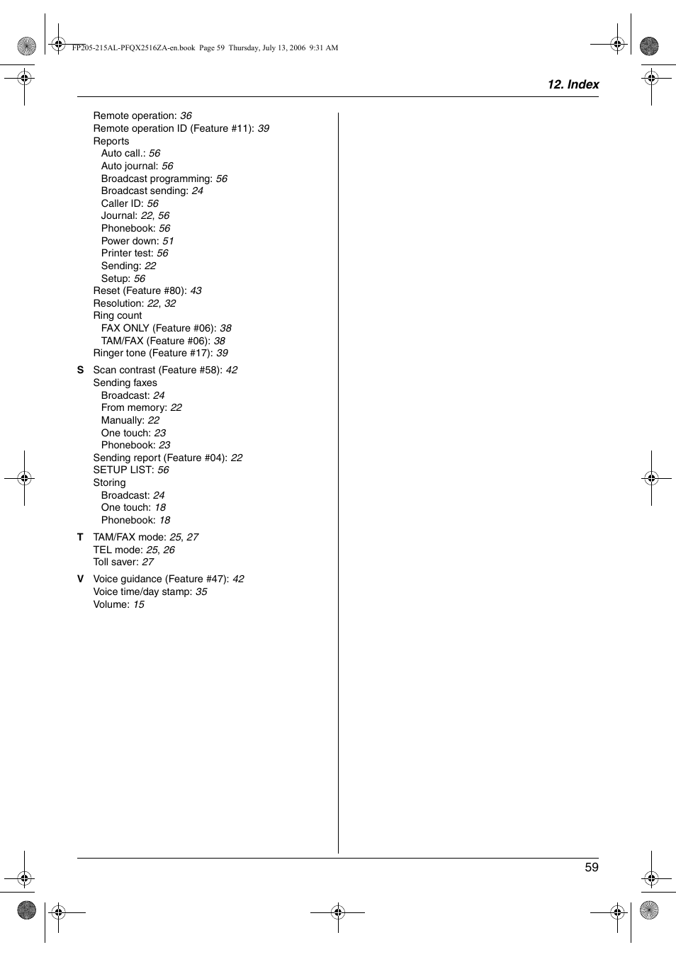 Panasonic KX-FP205AL User Manual | Page 59 / 60