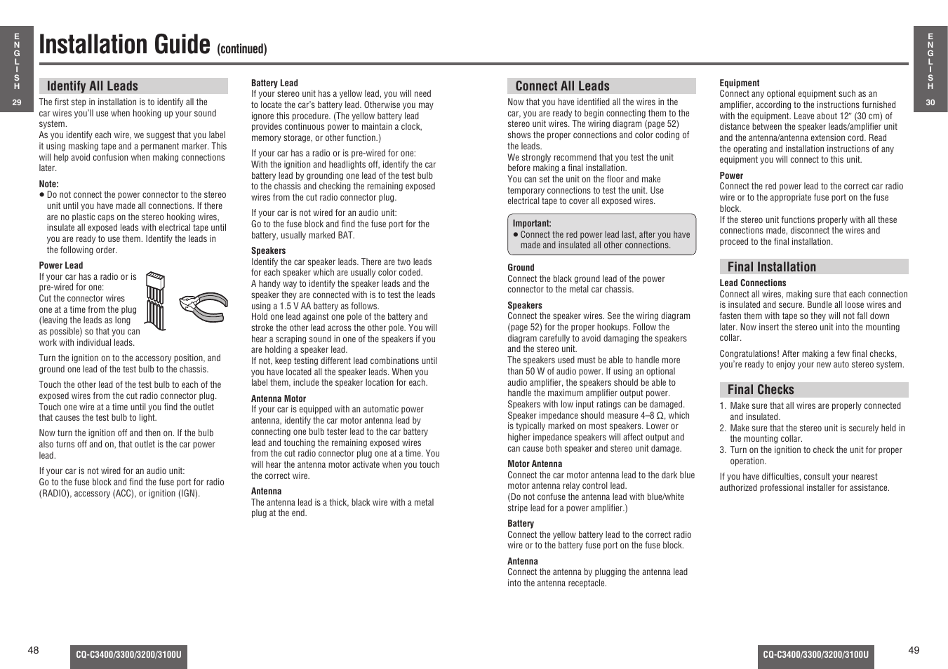 Installation guide | Panasonic C3100U User Manual | Page 19 / 24