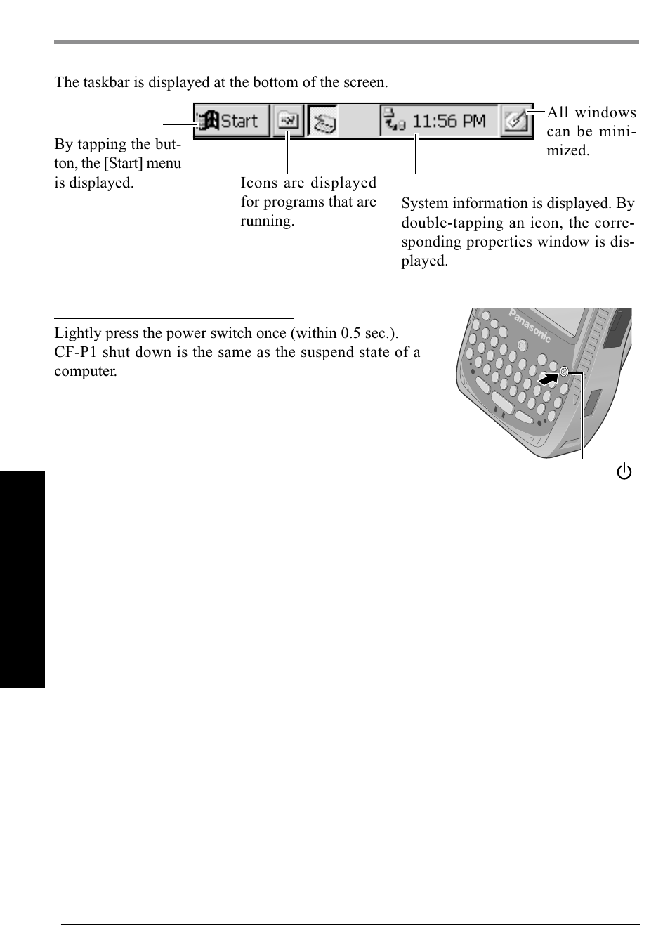 Starting up/shutting down | Panasonic CF-P1Series User Manual | Page 14 / 40