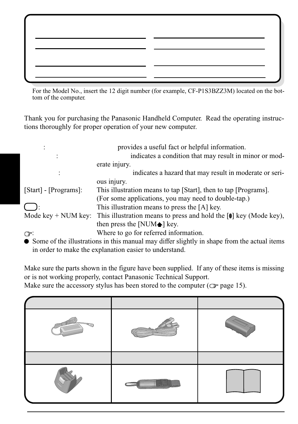 Customer's record, Introduction, Illustrations and terminology in this manual | What’s in the box | Panasonic CF-P1Series User Manual | Page 2 / 40