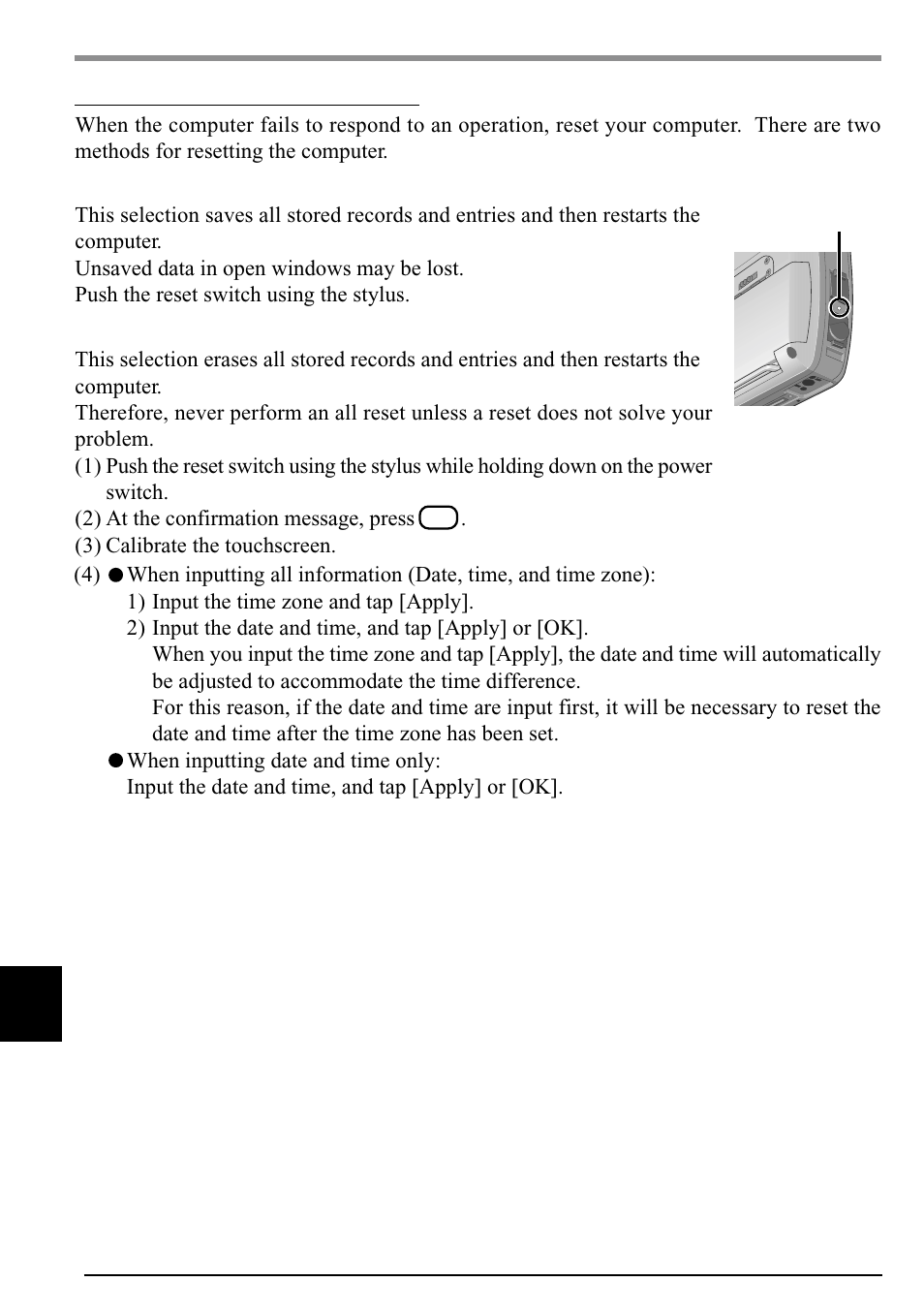 Dealing with problems, 28 resetting your computer | Panasonic CF-P1Series User Manual | Page 28 / 40