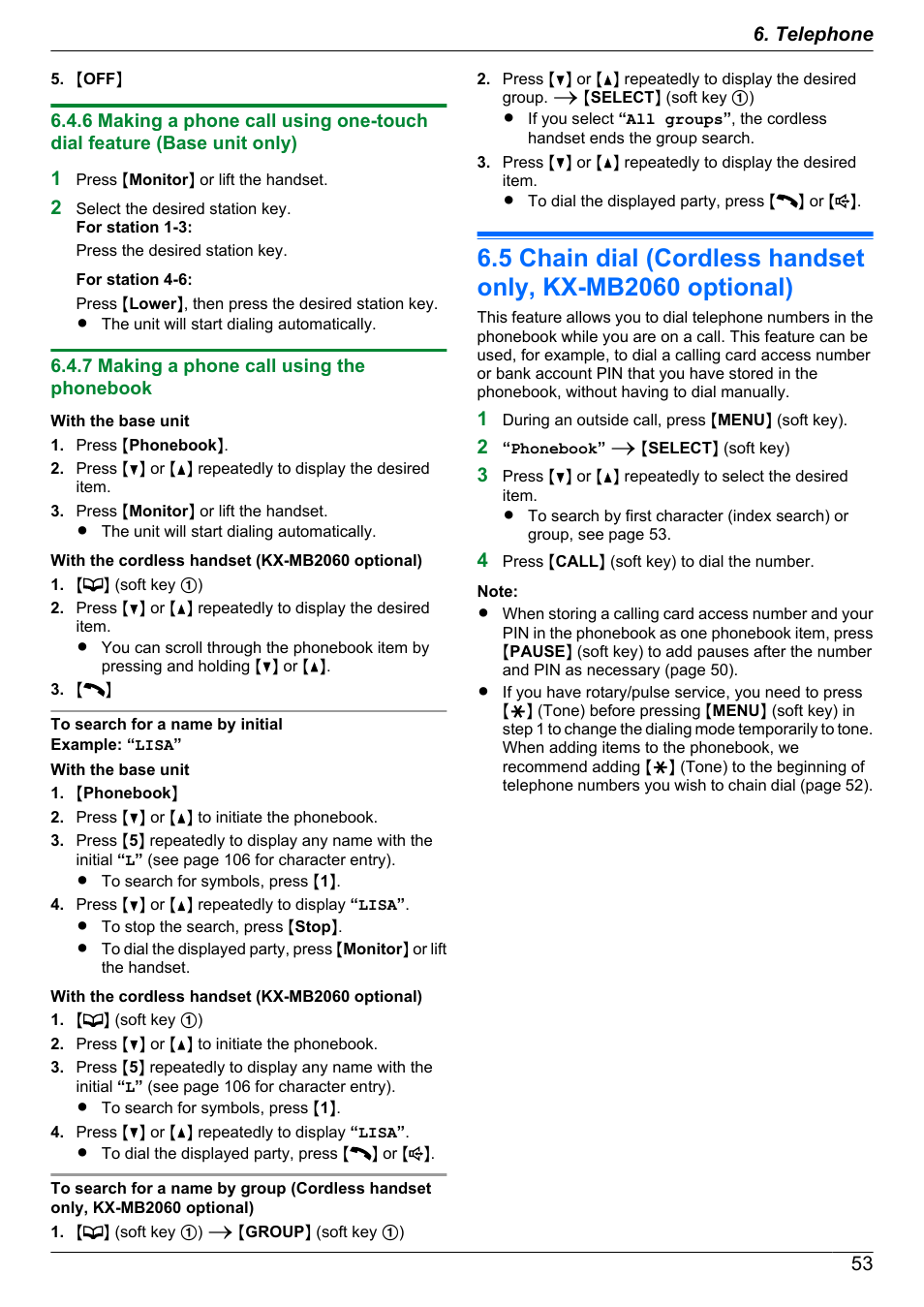 7 making a phone call using the phonebook | Panasonic KX-MB2060 User Manual | Page 53 / 160