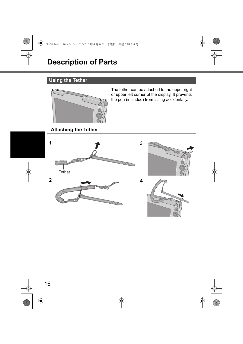 Description of parts | Panasonic CF-08 User Manual | Page 16 / 68
